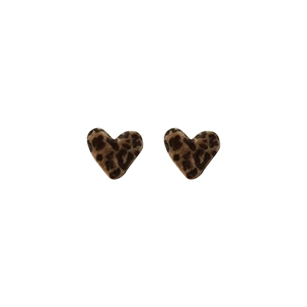 Autumn and winter retro flocking leopard print love stud earrings women's light luxury high-end earrings niche unique fashion temperament earrings