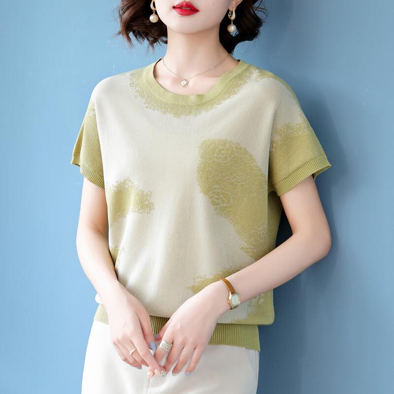 Qianlian Mid-Age Women's Summer Knit T-Shirt