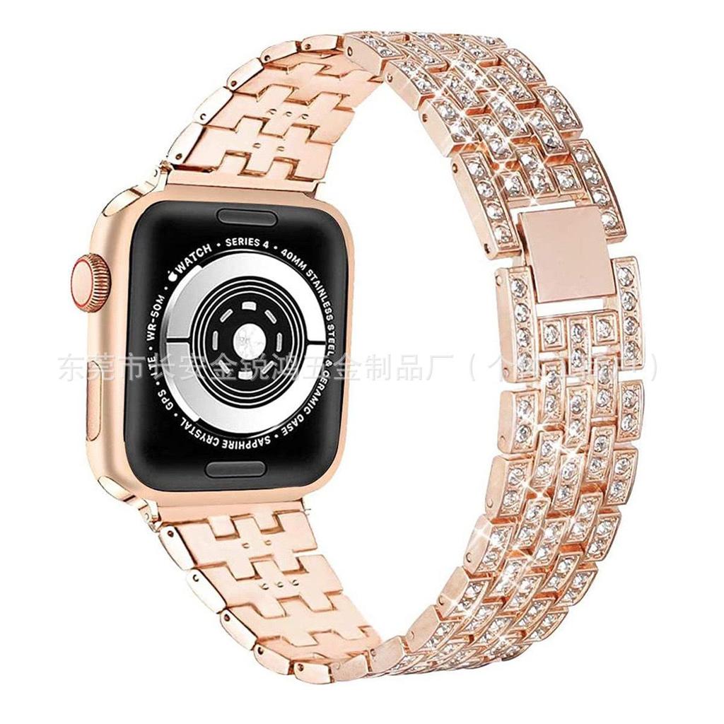 Pulseira de Aço com Céu Estrelado e Pedras de Diamante para Relógios Apple, Samsung e Huawei