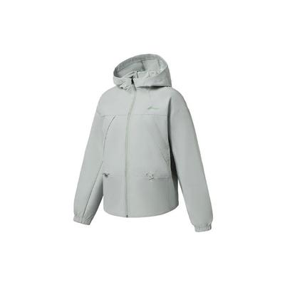 Li Ning Série Fitness Veste de Sport Ample à Capuche Couleur Unie Femme Veste Gris Eau Vert AFDS014-3