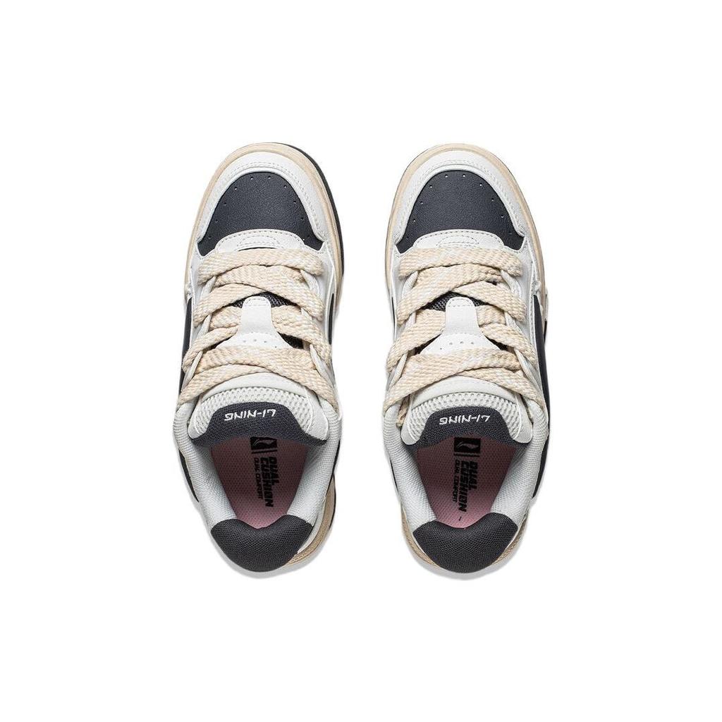 Li Ning Journey V2 Versatile Retro Skate Shoes Thick Sole Height Increasing Bread Shoes Non Slip Wear Resistant Lightweight Low Top AGCT138-4