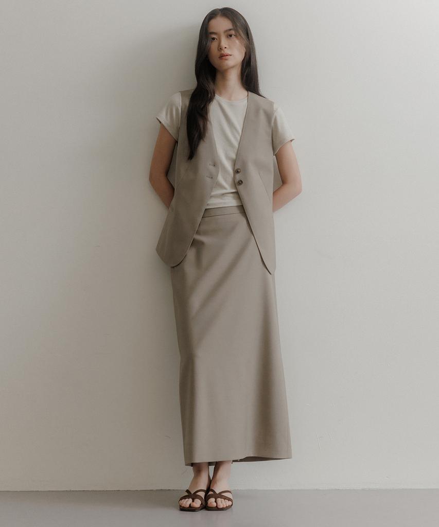 Oeoseoul Signature Slim Skirt [Khaki]