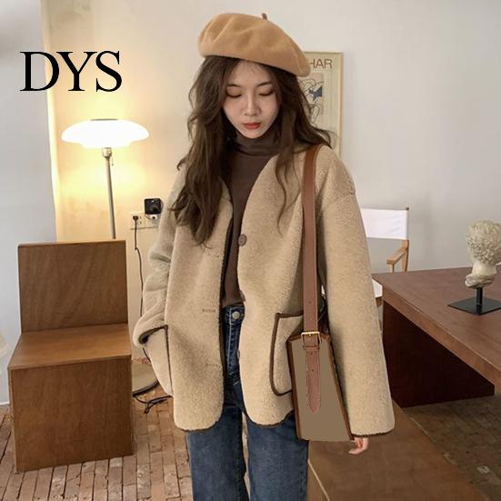 Front Placket Jacket Women Autumn Winter Coat Single-breasted Solid Color Loose Patch Pockets Warm Thermal Thick Long Sleeves Cardigan Daily Wear