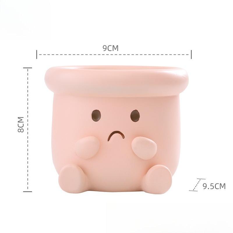 Succulent Flower Pot  Smiling Face Green Plant Pot Creative Expression Flower Pot Home Courtyard Landscape Flower Pot Ornament