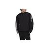 adidas Striped Logo Print Zip-Up Workwear Stand Collar Jacket for Men, Black