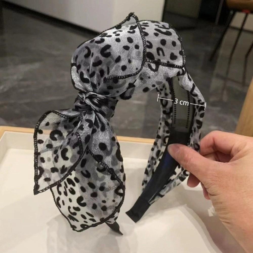 Non-slip Leopard Print Hairband Handmade Hair Accessories Vintage Bow Hair Hoop  Women