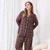 Plus Size Womens Winter Long Sleeve Pajama Set With Gray Red Plaid Comfortable Home Loungewear
