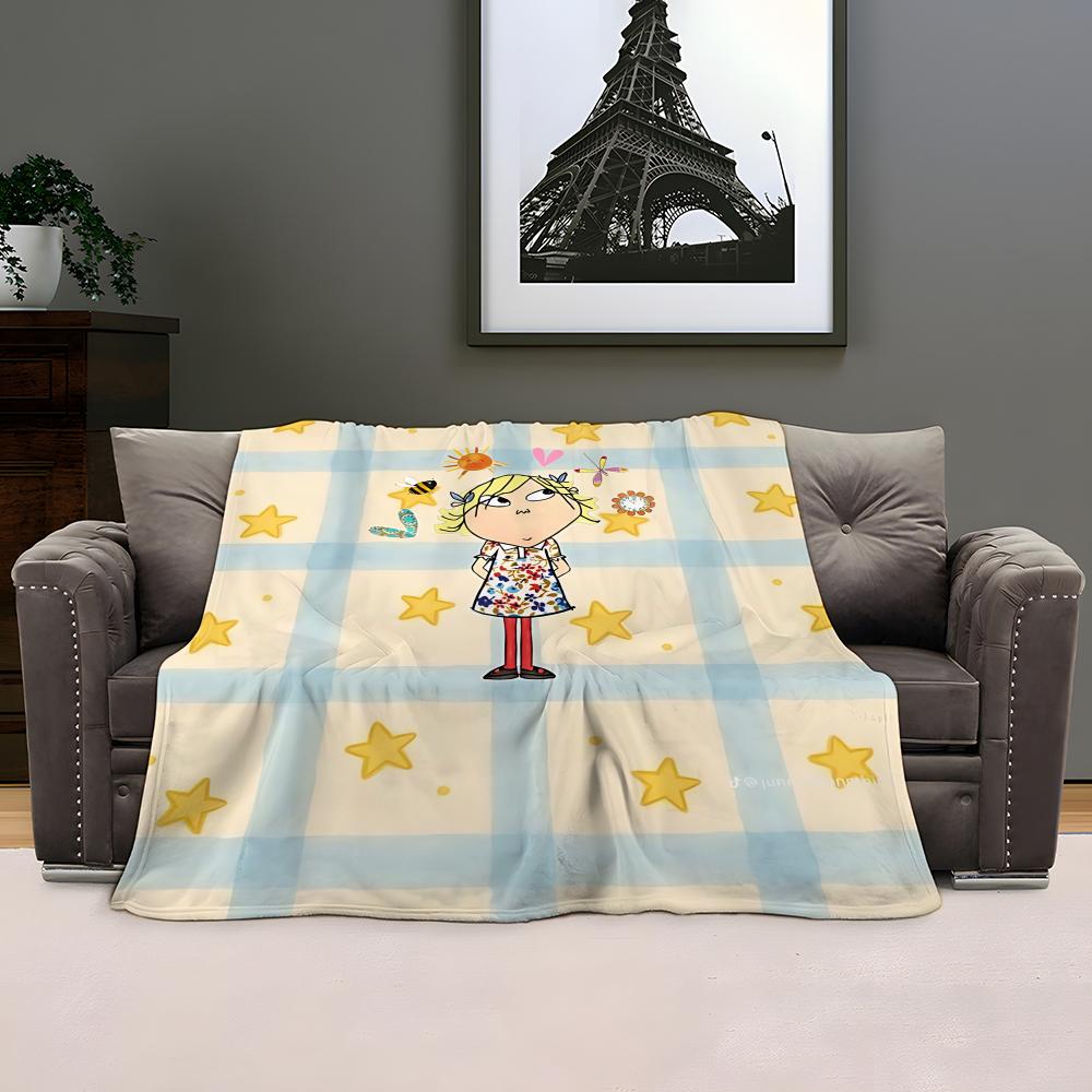 Anime Charlie und Lola Überwurf Kinderfreundliche Flanell-Kuscheldecke Weich Warm Antistatisch Waschbar Ganzjahres
