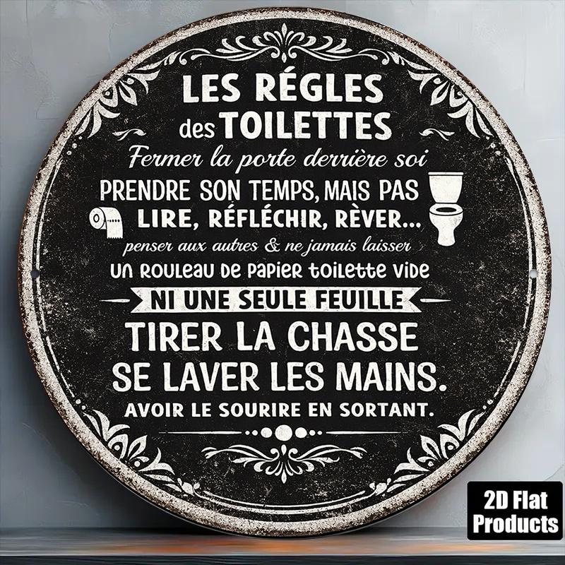 D Flat Pc InXCm D Flat Round Sign Retro Plaque About Toilet Rules Bathroom Decoration Sign Decorative Sign S