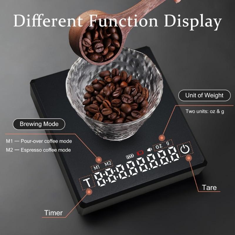 Delicate Portable Coffee Scale With Two Brewing Mode 0.1g Accuracy Measurement And USB Rechargeable Design