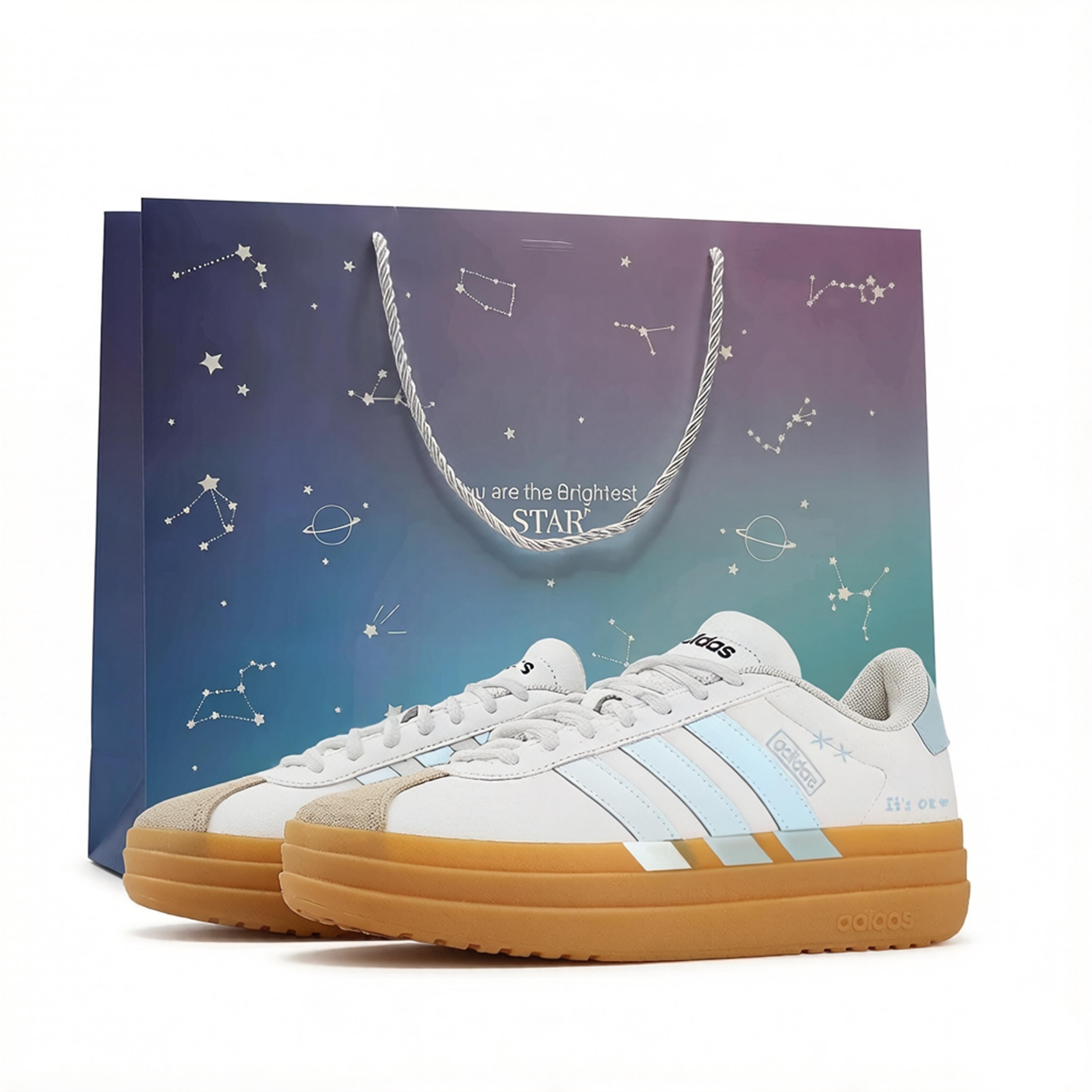 

Adidas VL Court Bold Ice Blue Coconut Slip Resistant Abrasion Resistant Low top Skateboard Shoes Women s Blue White IH3083(Team2480--) 38