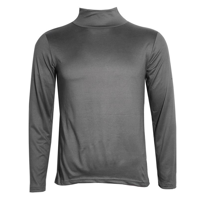 Men's High Neck Solid T-shirt Long Sleeve Autumn Winter Slim Fit Fashion High Elastic Casual Breathable Apparel Pullover