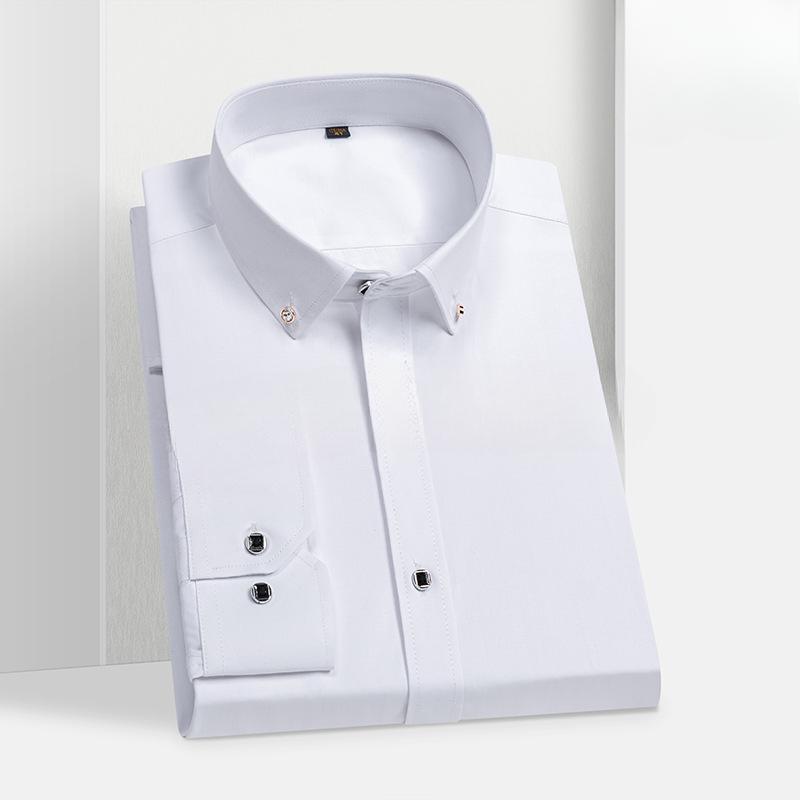 Shirt Men's Long Sleeved Middle-aged Young Business Casual Formal Wear Professional Wear Solid Color Cotton Slim Fit Shirts Men’s