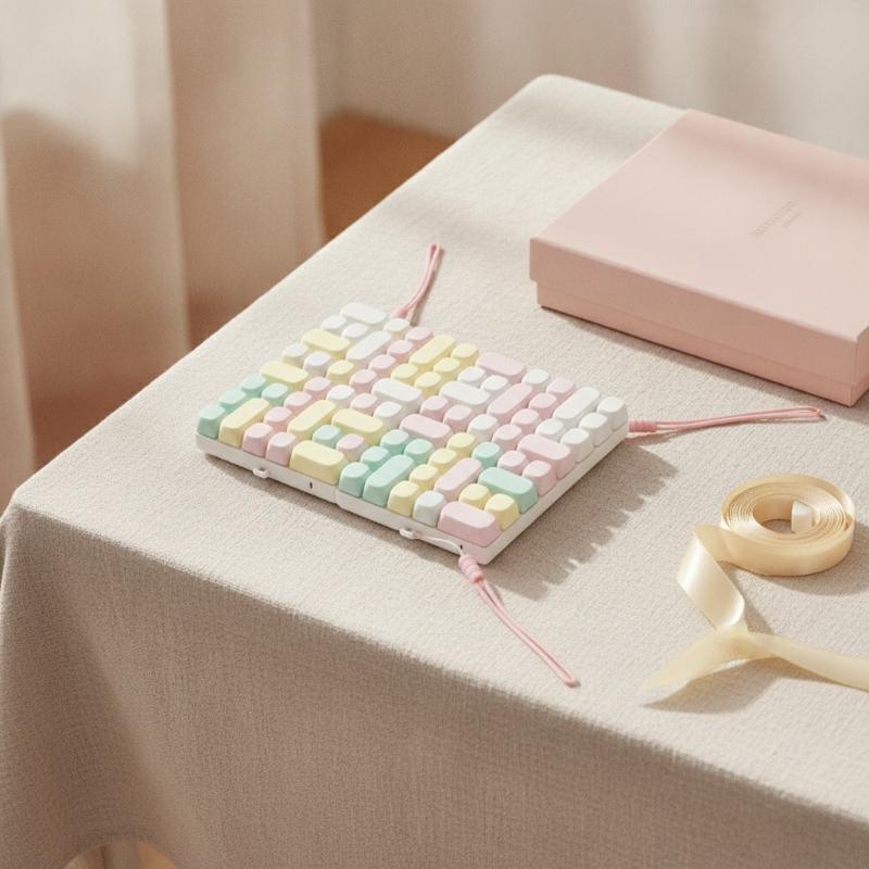 Plastic Keyboard Shaped Macaron Colors Keychain Color-Blocked Keycap Set Square Keycaps Girly Style Keychain