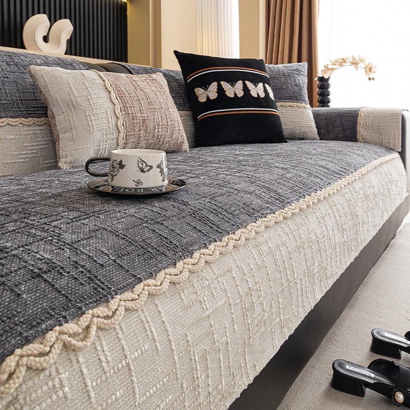 Four Seasons Universal Chenier Sofa Cushion Living Room Simple Cream Wind Waffle Sofa Cover Non-Slip Sofa Cover