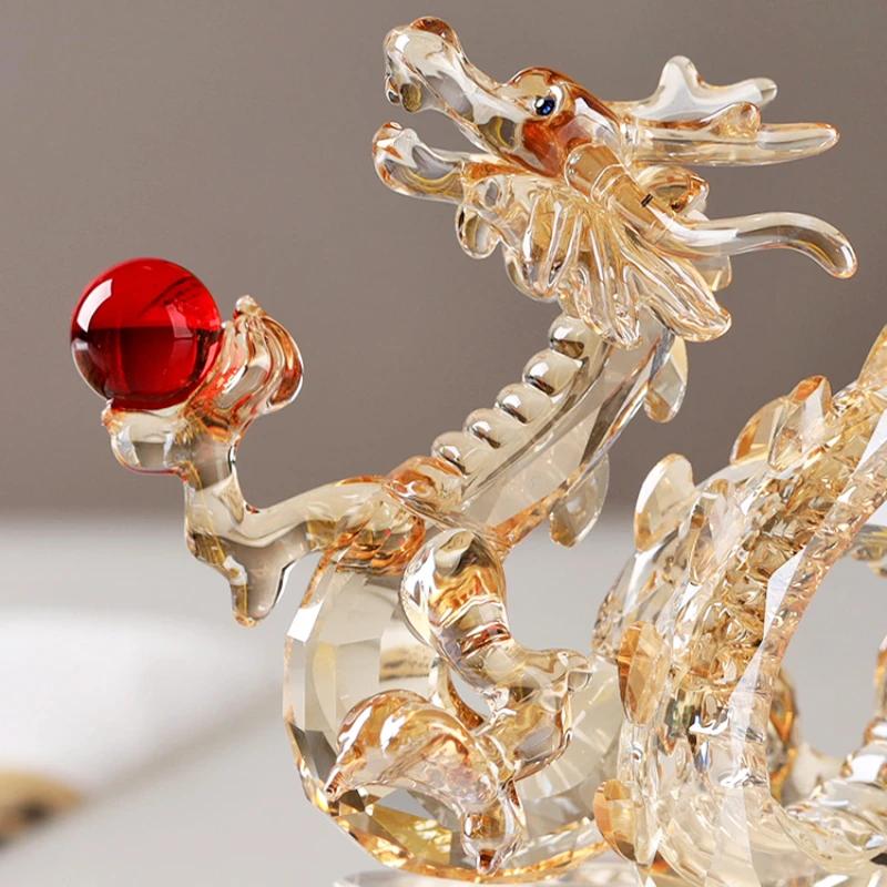 Crystal Flying Dragon Decoration Gift Box Christmas Gifts Living Room Office Desktop Home Decoration  Sculpture Handicrafts