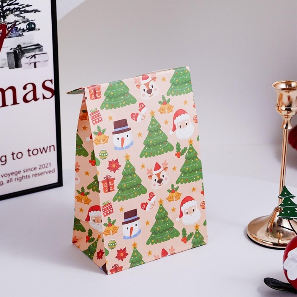 10pcs Reclosable Christmas Cookie Bag Kraft Paper Gift Favor Bags Candy Packag Bag New Year Decor