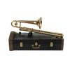 Trombone Model With Case - Brass-Plated Musical Instrument Miniature, Collectible Desk Decor & Gift For Music Lovers (10cm/3.94in)