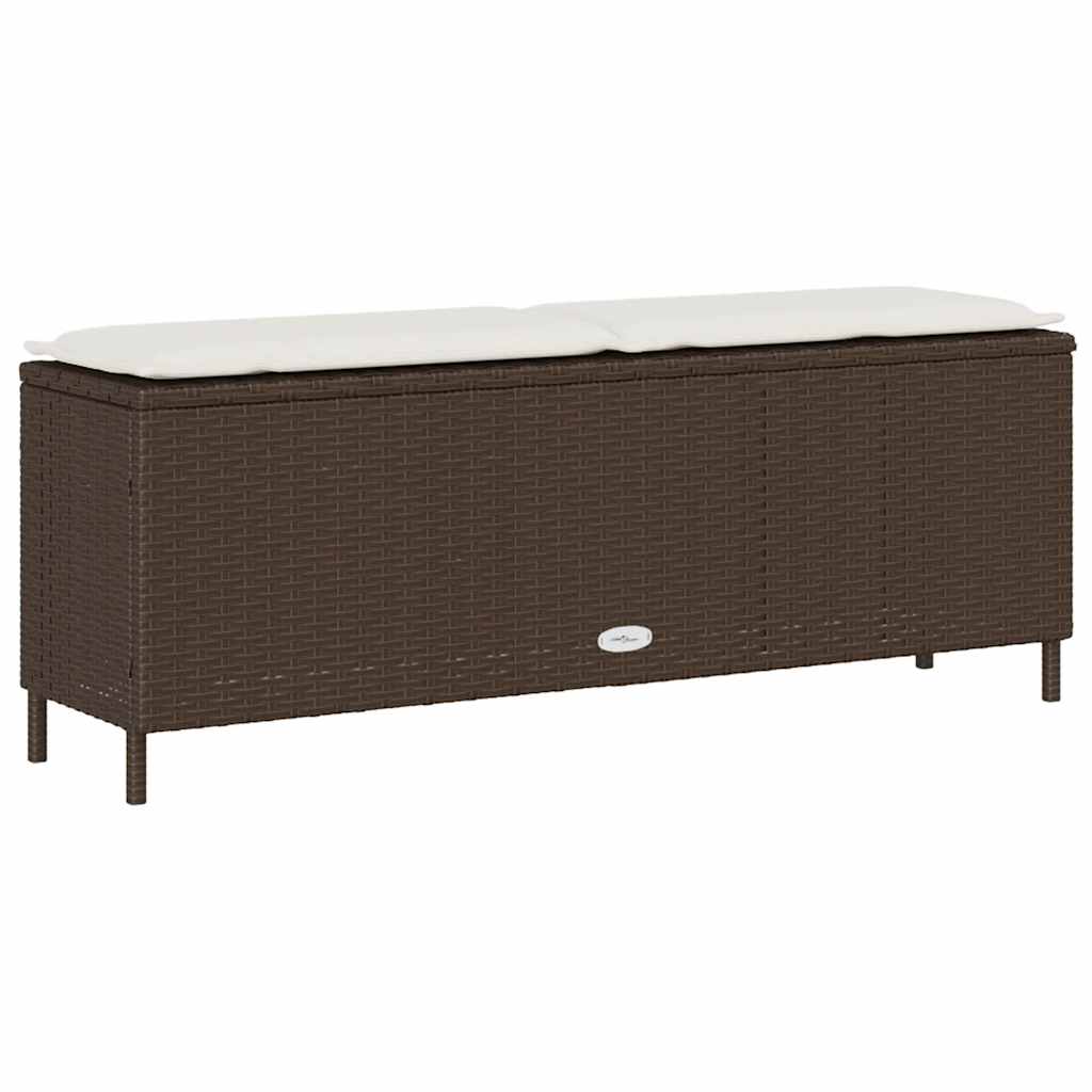 Garden Bench With Cushion Brown 110X30X40.5 Cm Poly Rattan