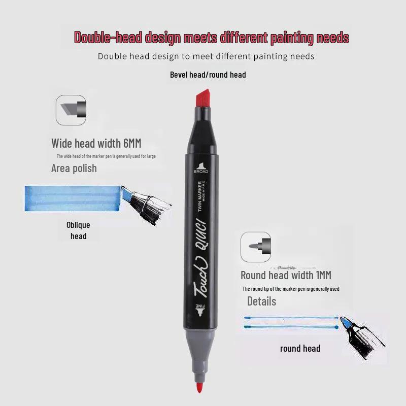 Set de markere cu alcool cu ​​vârf dublu, 48 de culori, pentru proiecte artistice și acuarelă