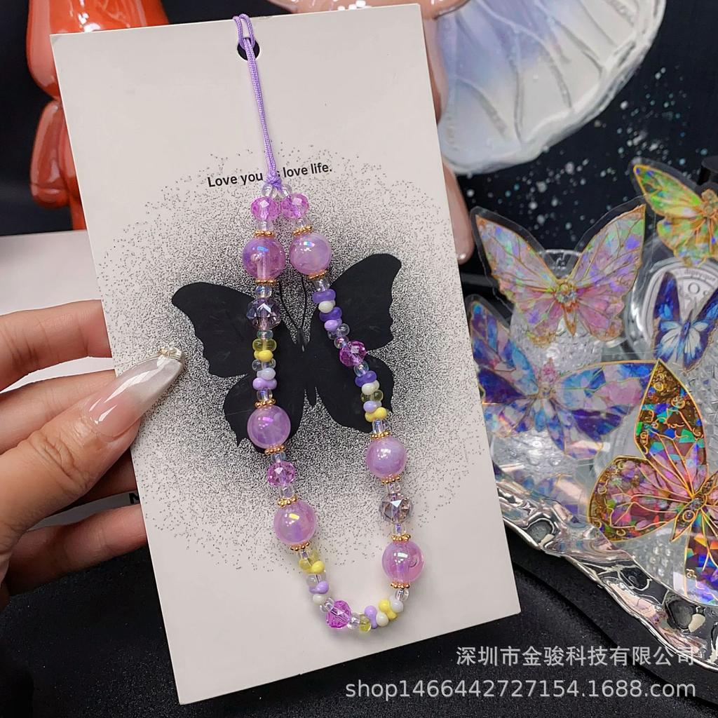 Summer New Handmade Beaded Mixed Style Phone Lanyard CCD Camera USB Flash Drive Bag Pendant Phone Chain Rope Wholesale