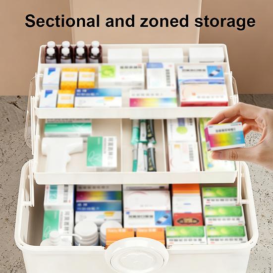 Household Medicine Storage Box with Safety Lock And Transparent Top Cover
