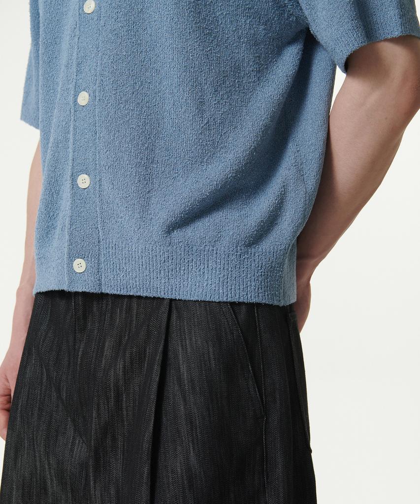 Musinsa Standard Boucle Collared Short Sleeve Cardigan [Blue Gray]