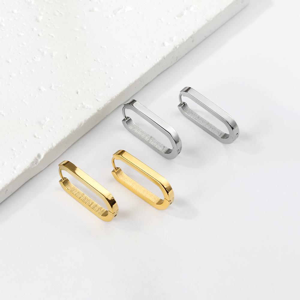 Plain Ring Ear Buckle Heart Geometric Metal Star Earrings Oval Earrings Stainless Steel Earrings