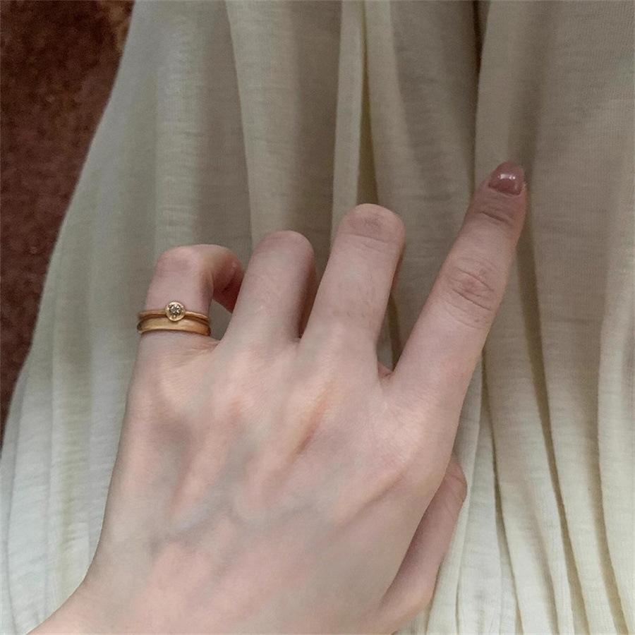 Brushed Stacked Ring Does Not Fade Niche Design Simple Zircon Open Ring Tail Ring Tide