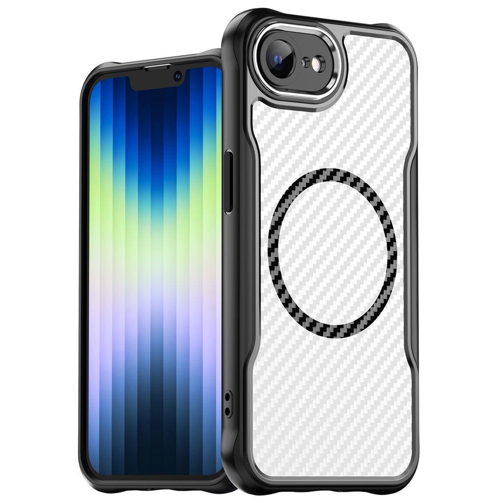 For iPhone 16e Case TPU+PC Carbon Fiber Phone Cover Compatible with MagSafe