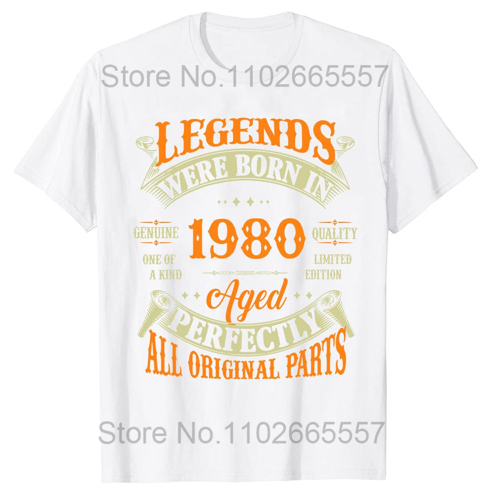 Vintage Legends Born In 1980 44 Years Old T Shirt Men Cotton T-shirt Birthday Retro Anniversary Tees Top Streetwear Tshirts