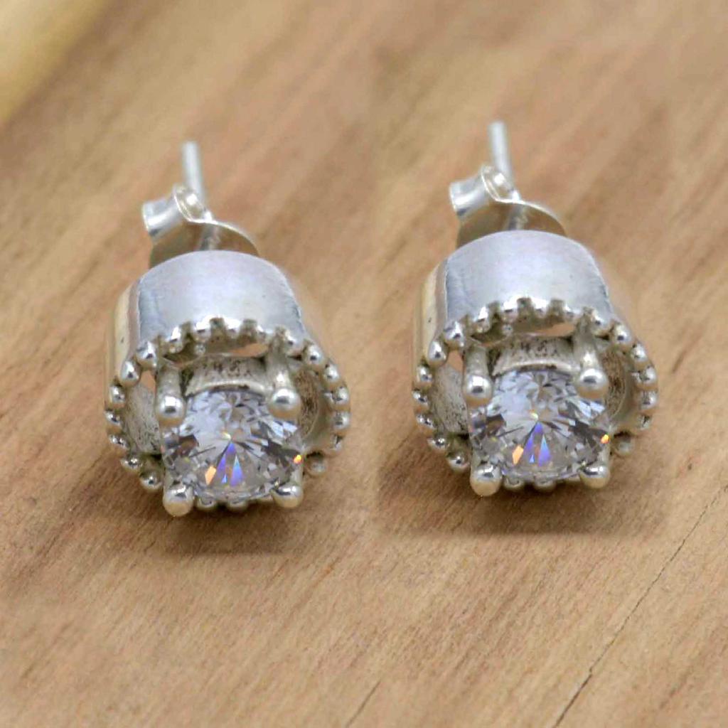 CZ 925 Sterling Silver Drop Earrings, Gemstone Handmade Dangle Earrings