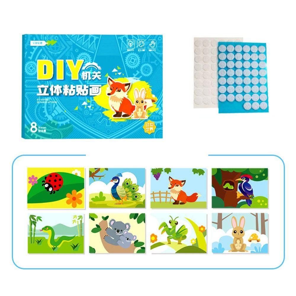 Paper DIY Paste Material Kit Educational Toys Animals Sticker Book  Birthday Gift