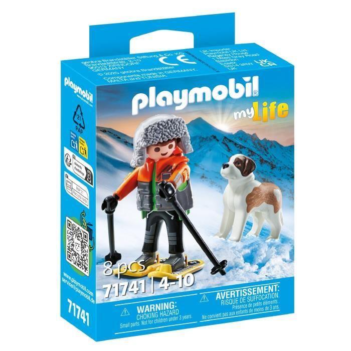 PLAYMOBIL 71741 Garçon En Raquettes Avec Saint Bernard, My Life, 8 Pièces, Dès 4 Ans