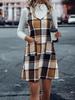 Chic Women's Plaid Suspender Skirt with Pockets – Casual Fashion for Spring and Autumn
