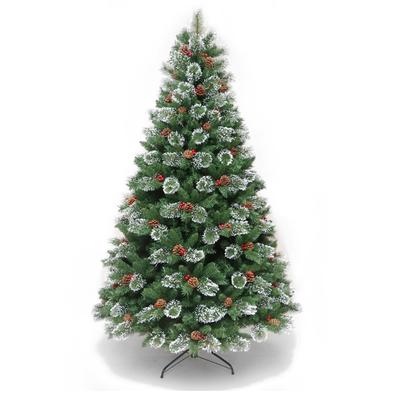 Green Christmas Tree with Pine Cones, Rowan Berries and Snow-covered Tips StarryLights 180 Cm X 82 Cm