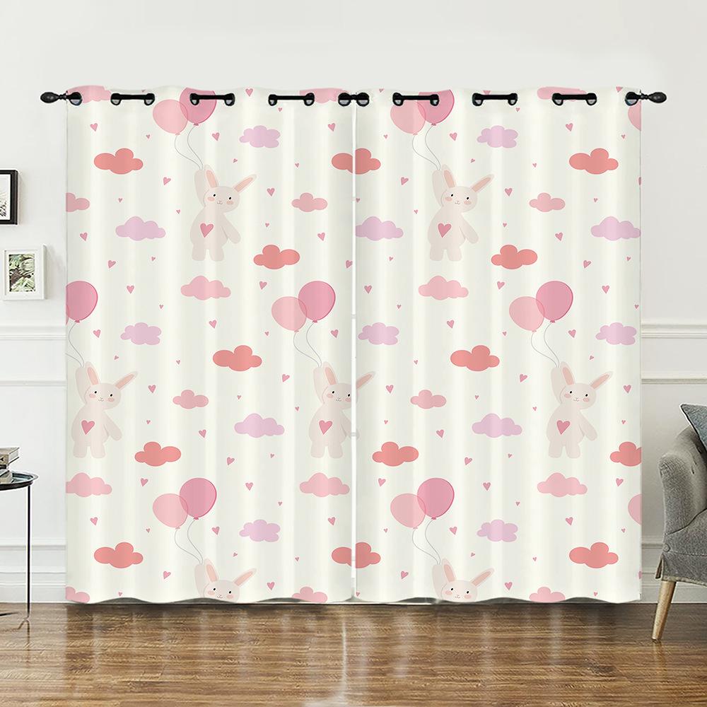 Curtain Cute Illustration Curtain Digital Printing Blackout Curtain No Punching