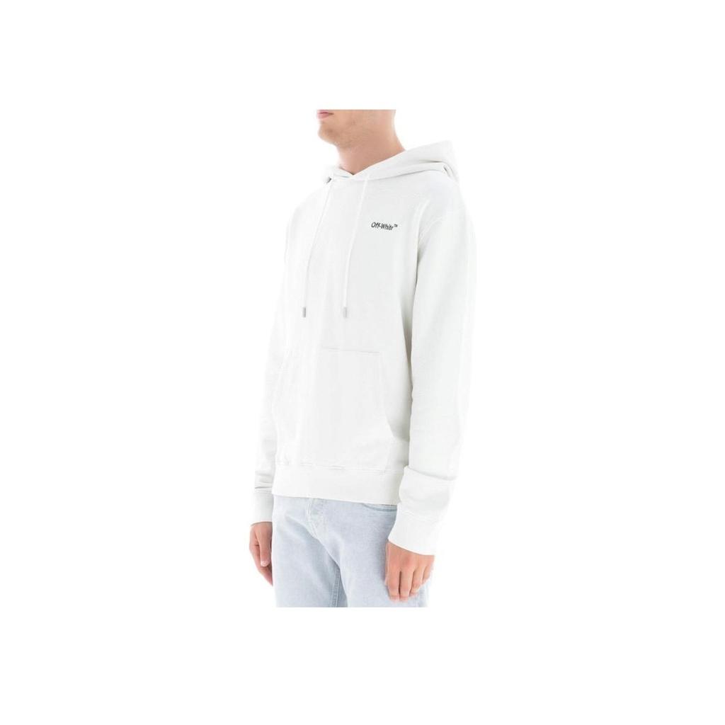 Off-White Mikina s kapucí a dlouhým rukávem s potiskem loga, běžný střih, pánská mikina, bílá OMBB034E181920010200