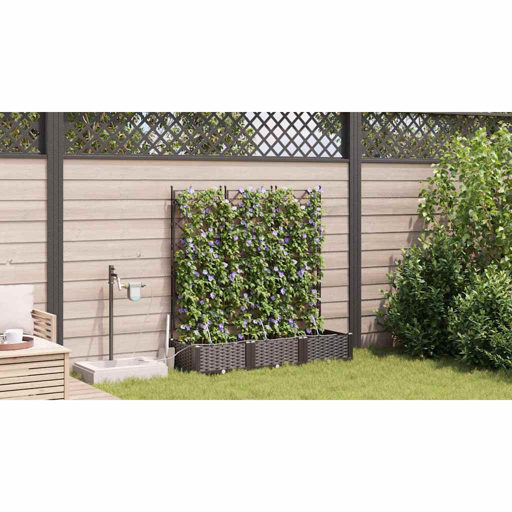Garden Planter Set 3 Pcs Brown 120 X 40 X 126 Cm Plastic