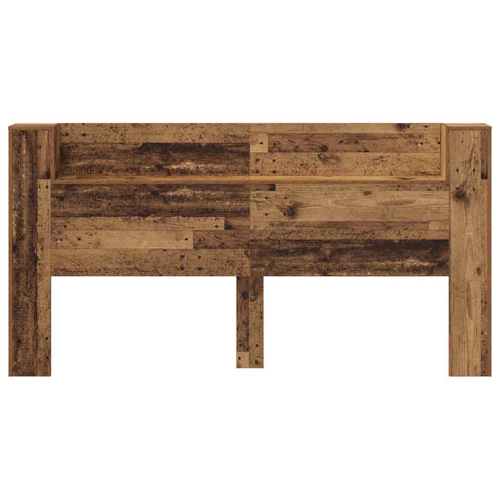 Storage Headboard with LED Reclaimed Wood Effect Wood Based Material