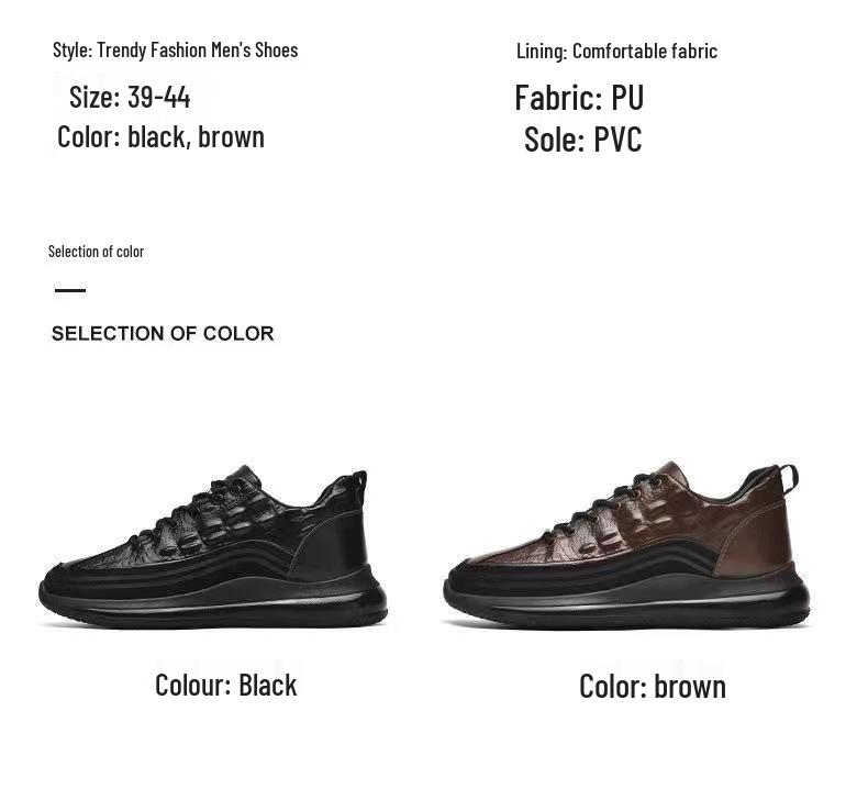 Men's Retro Crocodile Pattern Leather Shoes - Comfortable, Thick Sole, Casual Business Style.