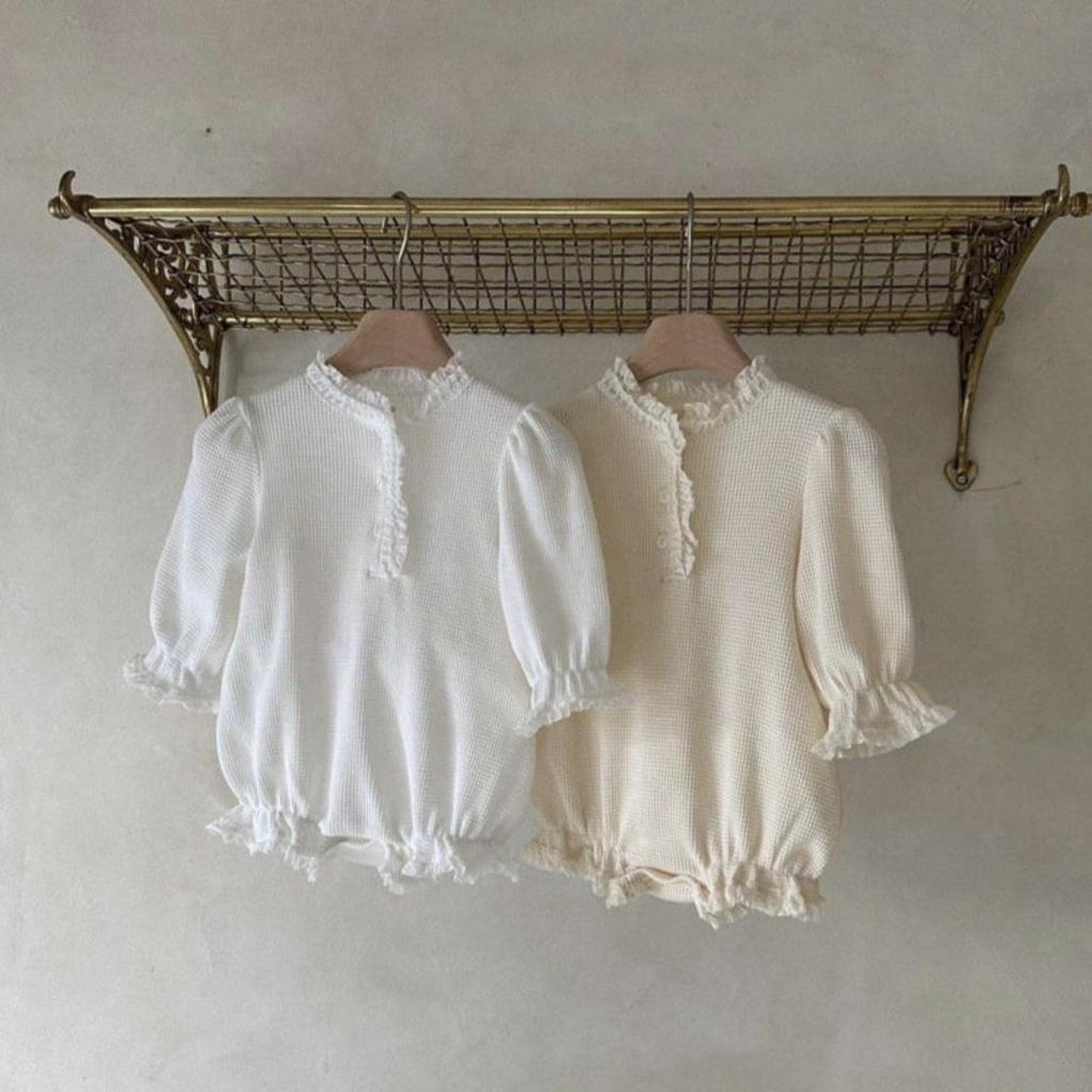 Elegant Lace Trim Collar Romper for Baby Girls - Spring/Summer Style