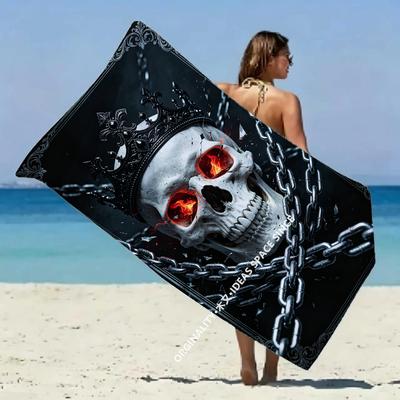 Skull King Gothic Beach Towel Patterned Sunscreen And Windproof Suitable For Swimming Pool Camping Travel Blanket