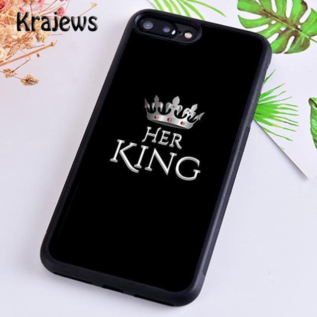 Krajews Luxury Romantic King Queen Couple Phone Case For iPhone 16 15 SE2020 14 6 7 8 plus 11 12 13 pro max Plus coque Fundas