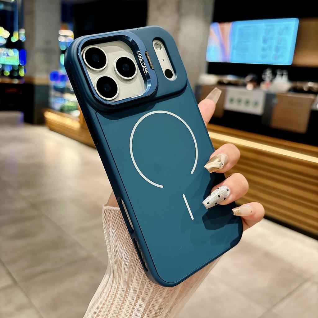 Apple 17promax skin matte magnetic mobile phone case iPhone16 lens holder 15 large holes 14 protective case