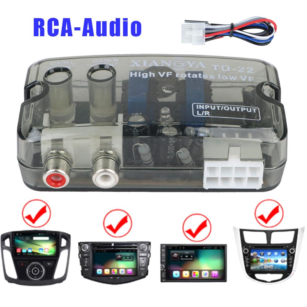 Car Audio 12V Speaker Level Converter Adapter High To Low RCA Line Stereo Radio Converters Adjustable Frequency Subwoofer