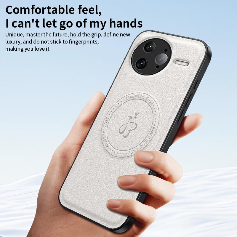 PU Leather Wireless Charging Magnetic Case for Xiaomi Poco F7 Pro / F7 Ultra Protective Cover Hard Back Shell Coque