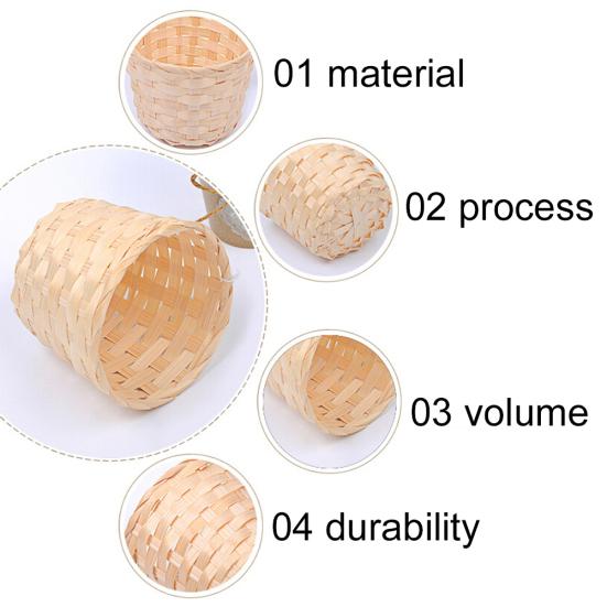 Bamboo Woven Basket Bra Sundries Organizer Rattan Plant Box Desktop Container