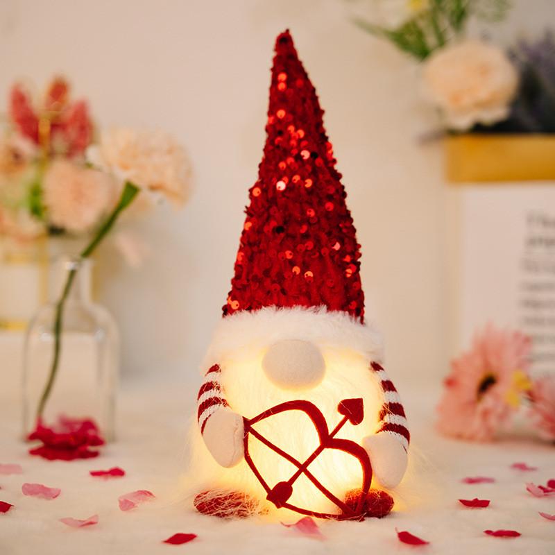 Day Valentines Enchanting Decorative No Face Doll With Gleaming Sequins And Led Lights For Cozy Ambiance