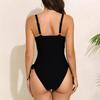 Women's 2026 Solid Color Drawstring Waist One-Piece Swimsuit - New Fashion Trends In Europe and America